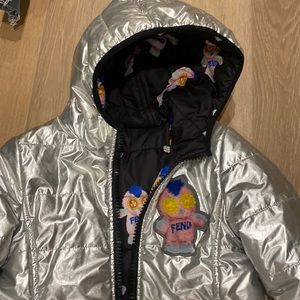 FENDI KIDS reversible puffer jacket size 8A. Excellent condition. Silver/black
